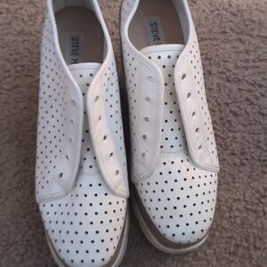 Steve Madden White Perforated Slip-On Sneakers